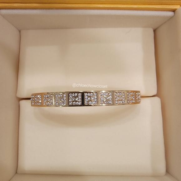 FENDI FF GOLD CRSYTAL BRACELET - Picture 2 of 6